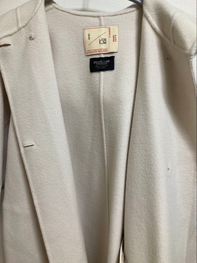 nano・universe スーパー140ウールリバーフードコート 白