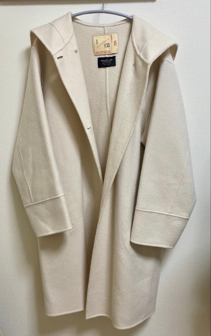 nano・universe スーパー140ウールリバーフードコート 白