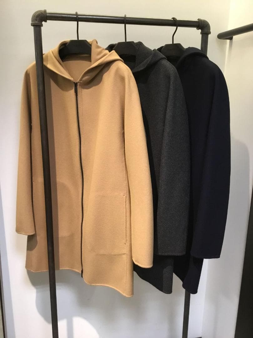 【春まで重宝！】Theoryメンズ上質フード付メルトンコート人気キャメルM抜け感