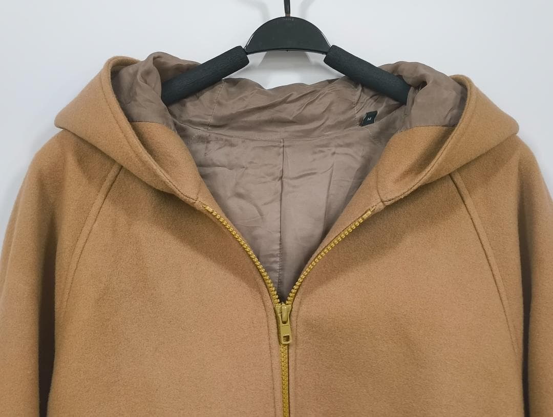 【春まで重宝！】Theoryメンズ上質フード付メルトンコート人気キャメルM抜け感