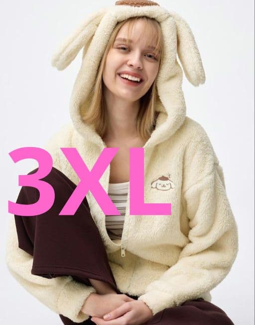 gu ジーユー　マシュマロフィールフルジップパーカ　 サンリオ クリーム