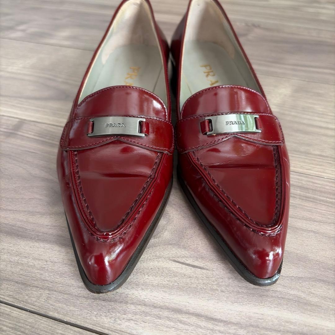 PRADA バーガンディ ローファー　36