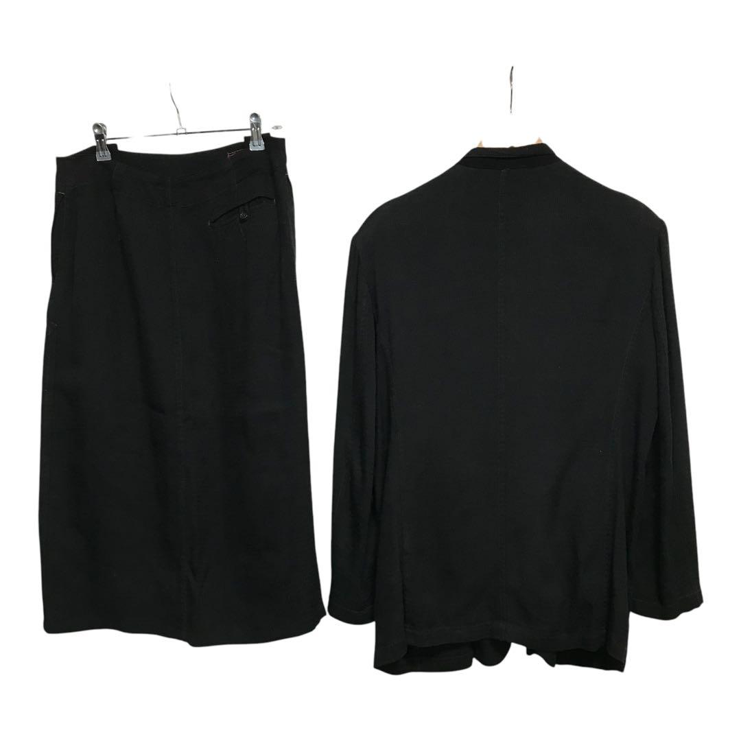 80s y's ワイズ　ヴィンテージスーツセットアップ　ジャケット&パンツ　黒色