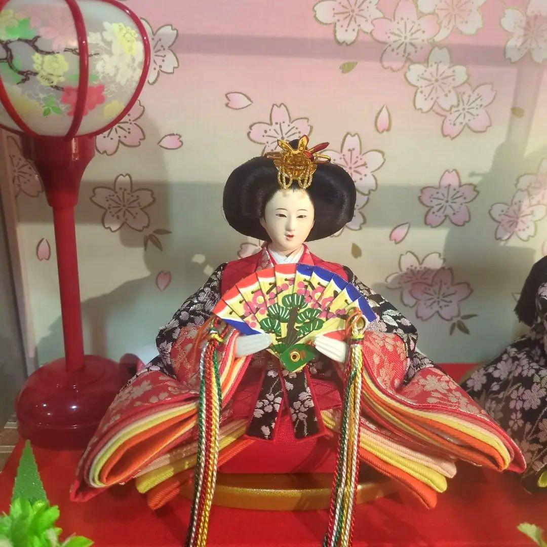 雛人形ケース入 親王飾りピンク