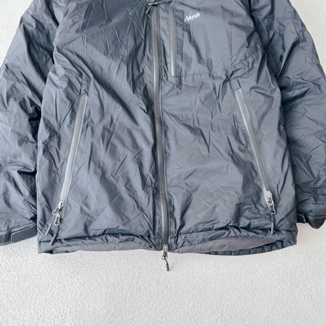 現行 NANGA ナンガ オーロラダウンジャケット フード ブラック 胸ロゴ 黒