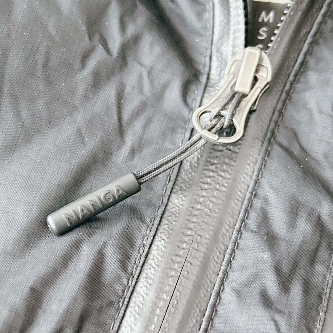 現行 NANGA ナンガ オーロラダウンジャケット フード ブラック 胸ロゴ 黒