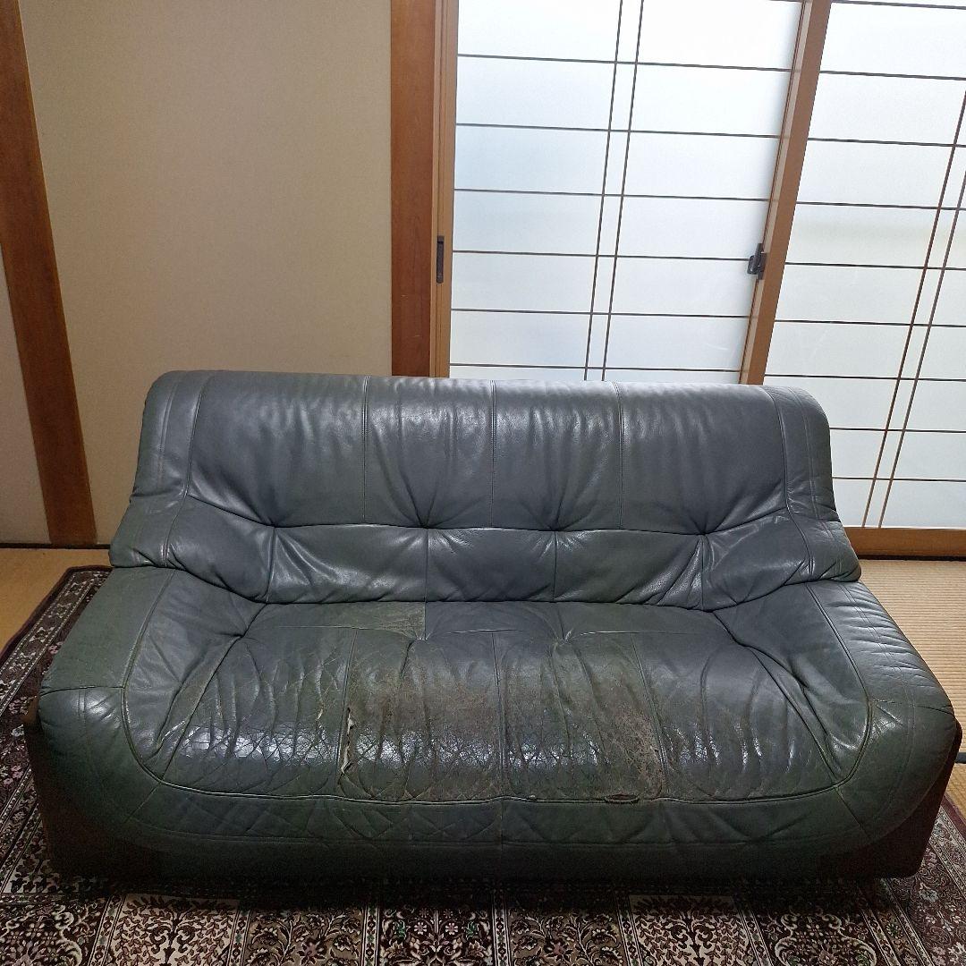 Karimoku　グレー レザー 2人掛けソファ