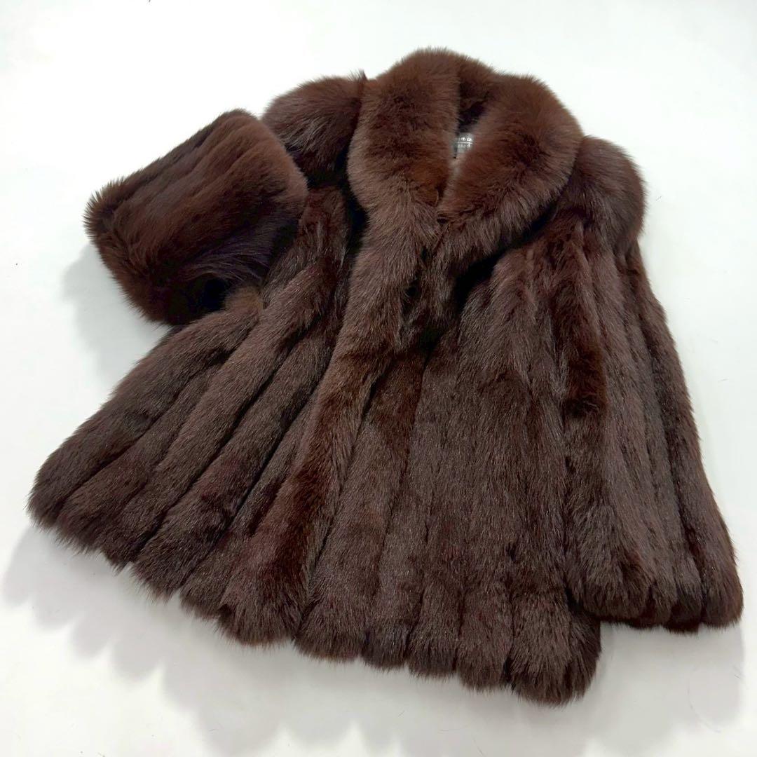 SAGA FOX ブルーフォックス　ファーコート 染め　ブラウン 毛皮 銀サガ