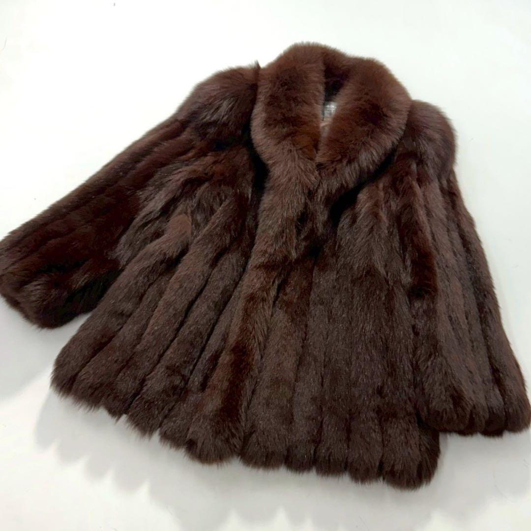 SAGA FOX ブルーフォックス　ファーコート 染め　ブラウン 毛皮 銀サガ