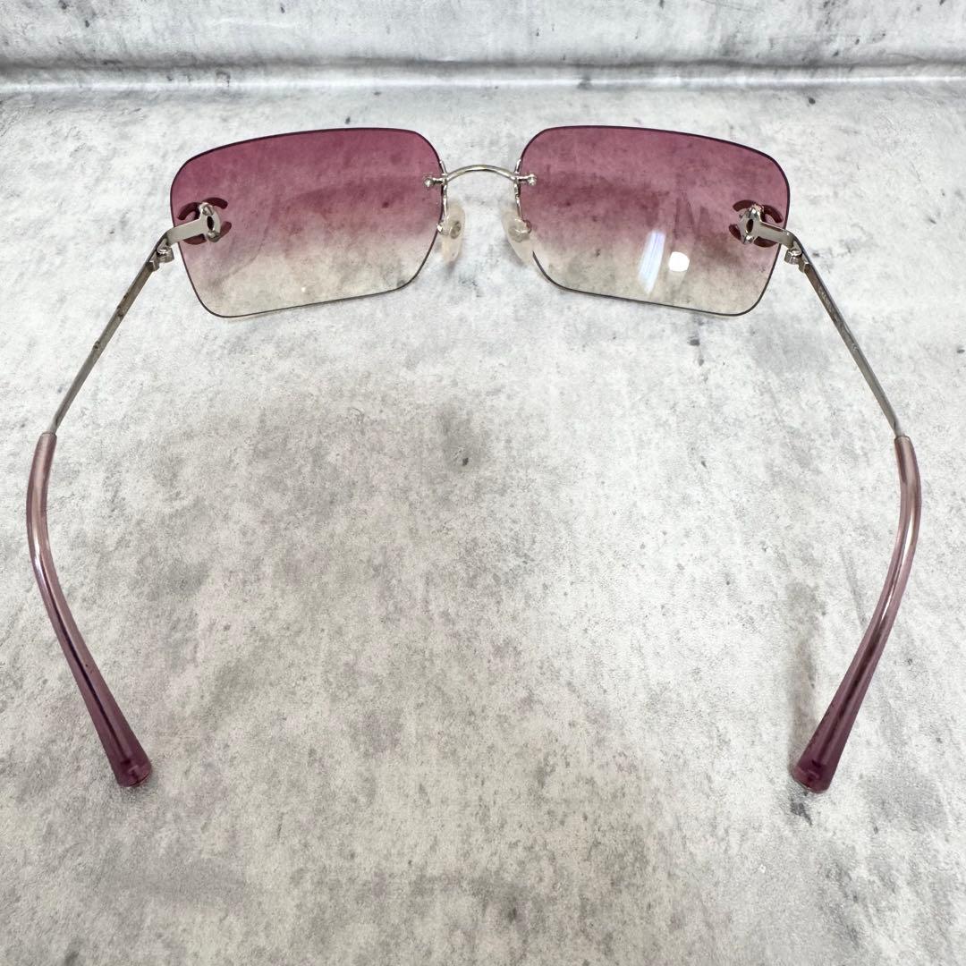 CHANEL シャネル サングラス リムレス ココマーク ラインストーン ピンク