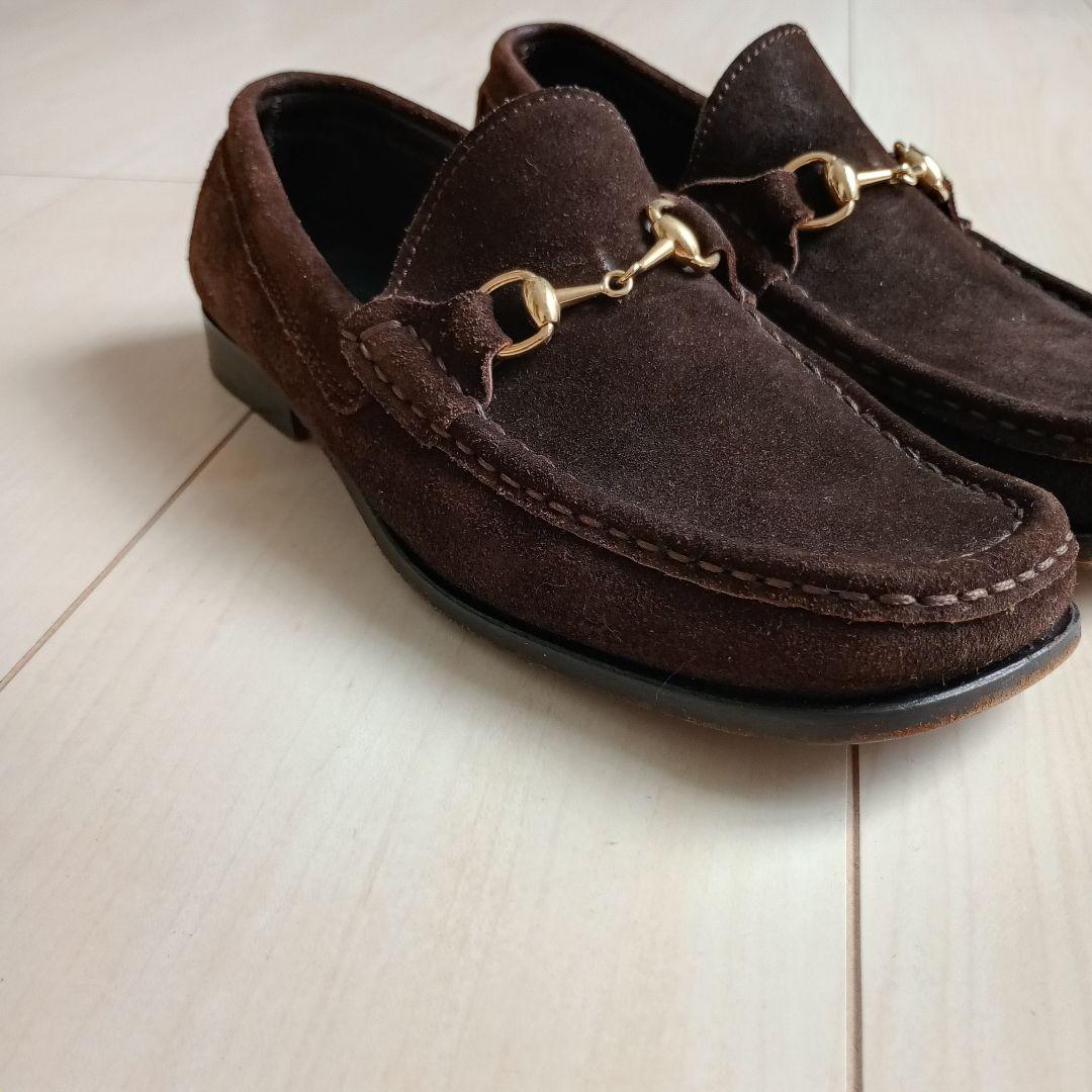 GUCCI　ホースビット　ローファー　スエード　ローカット　ブラウン　23cm