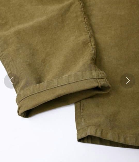 45R☆コットン麦サテンデニムのベイカーパンツ/カーキ♪