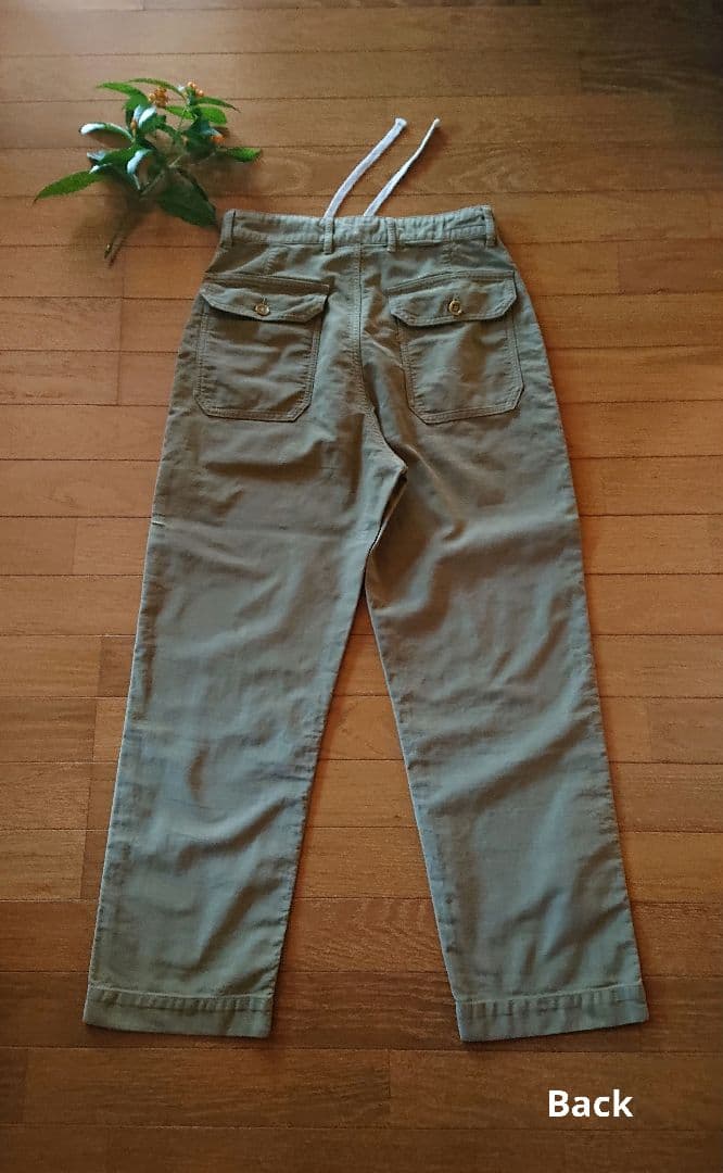 45R☆コットン麦サテンデニムのベイカーパンツ/カーキ♪