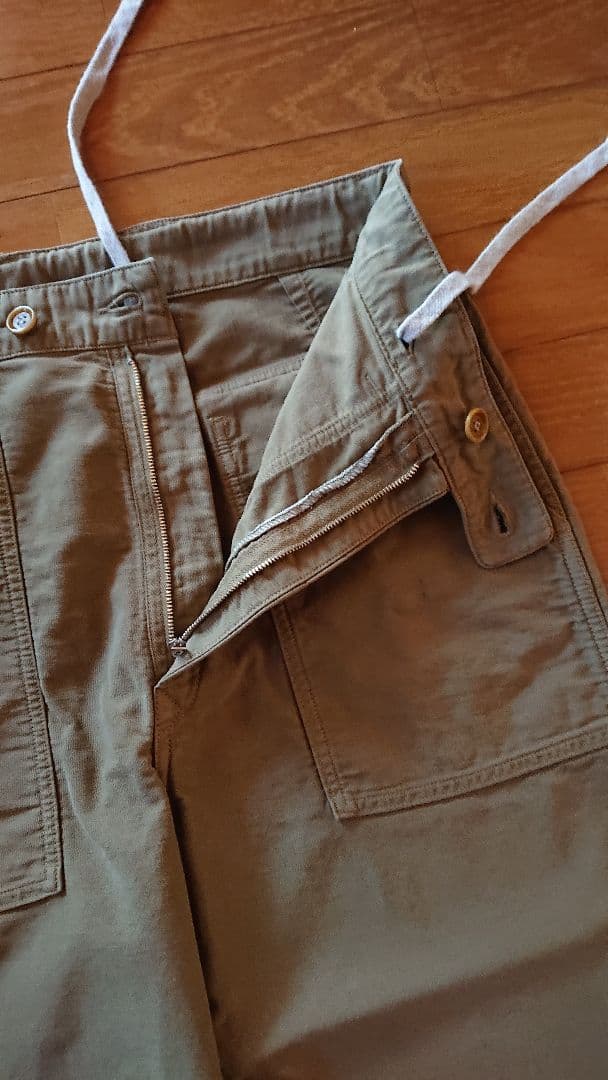 45R☆コットン麦サテンデニムのベイカーパンツ/カーキ♪