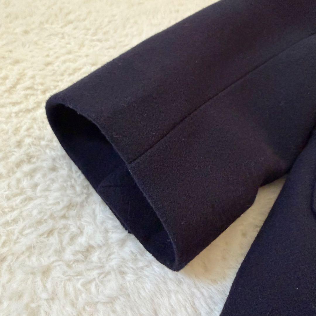 【美品】PATOU 紺ブレ 金ボタン カシミヤ混 ロゴパッチ 38