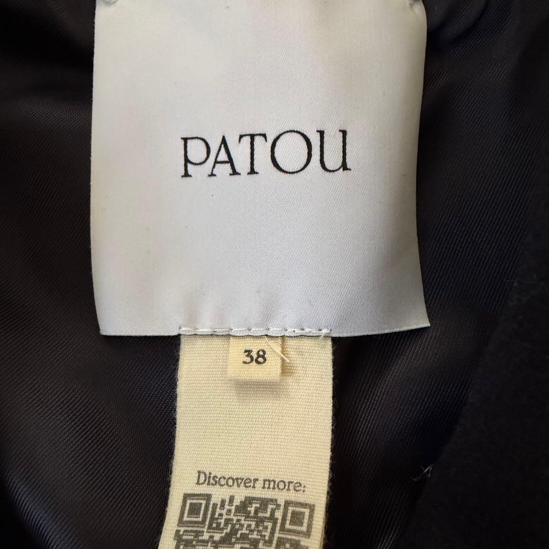 【美品】PATOU 紺ブレ 金ボタン カシミヤ混 ロゴパッチ 38