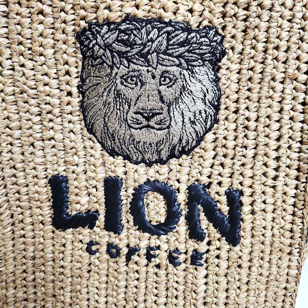 【極美品】LION COFFEE ライオン刺繍 トートバッグ　カゴ