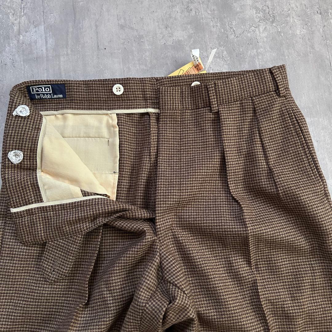 ポロバイラルフローレン 90s 千鳥格子 ウールスラックス 2タック 秋冬 82