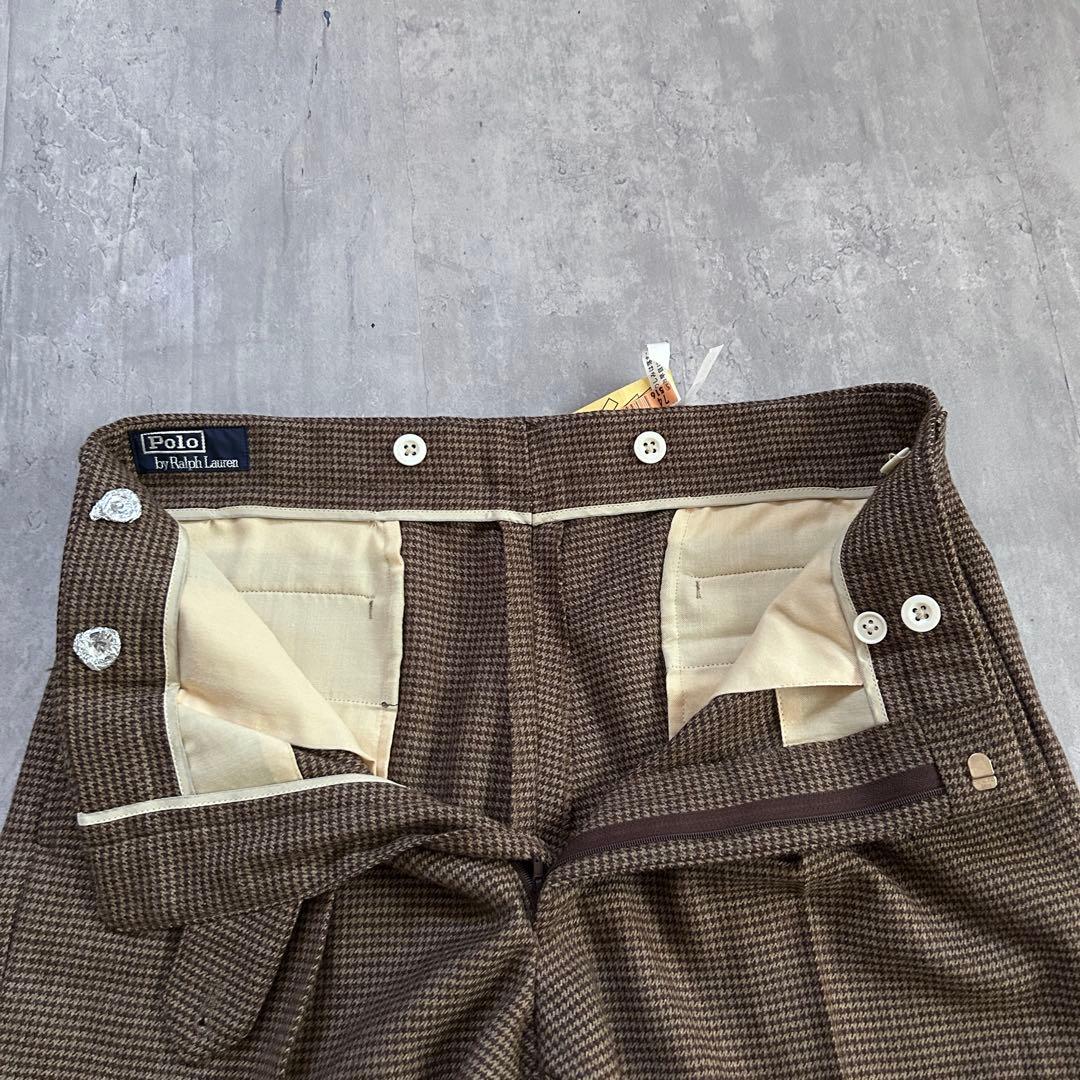 ポロバイラルフローレン 90s 千鳥格子 ウールスラックス 2タック 秋冬 82
