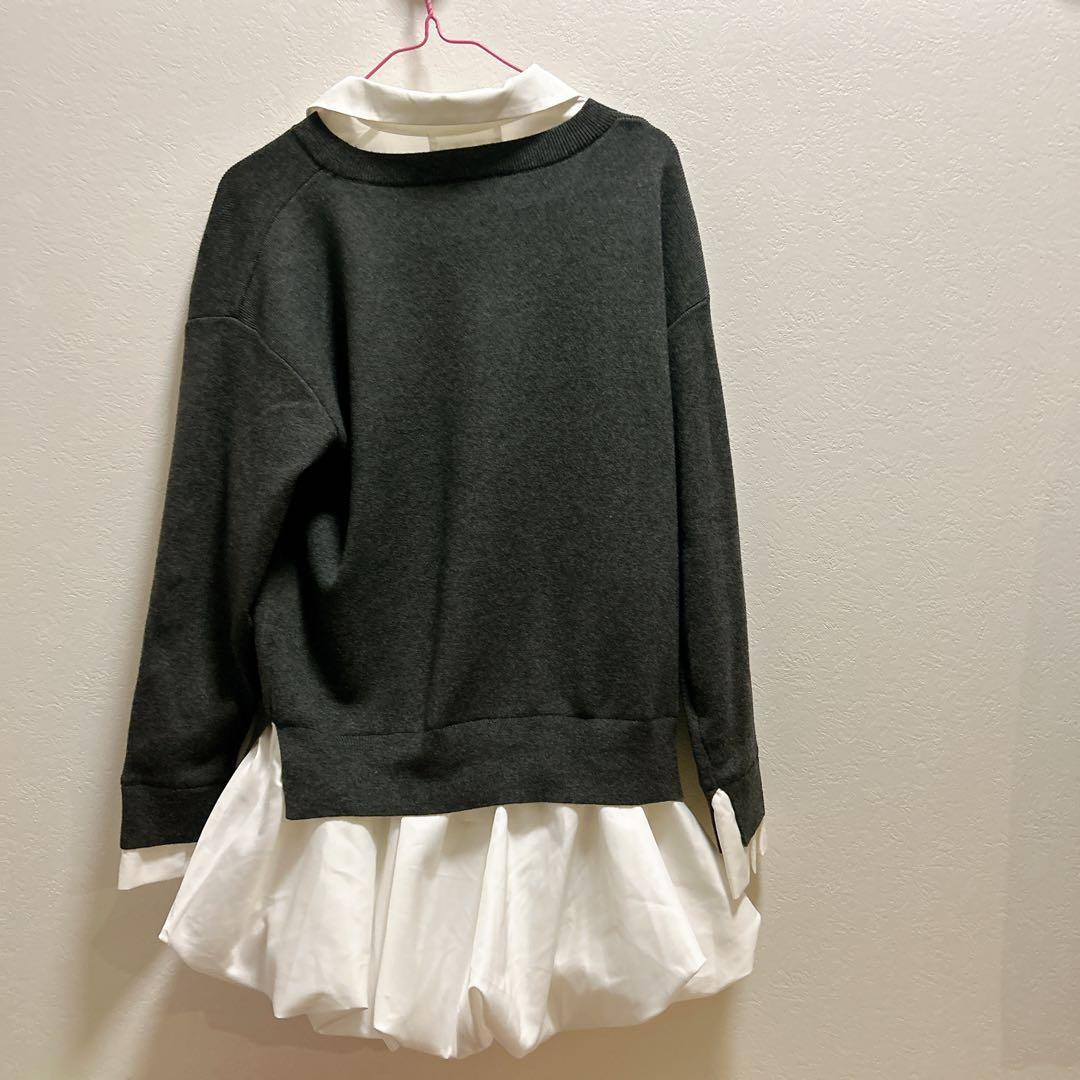 リリーブラウン　ニットドッキングバルーンワンピース