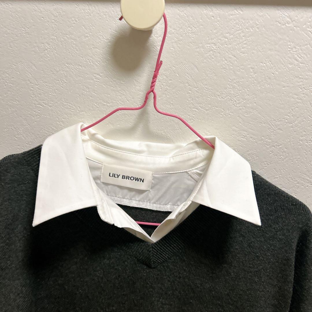 リリーブラウン　ニットドッキングバルーンワンピース