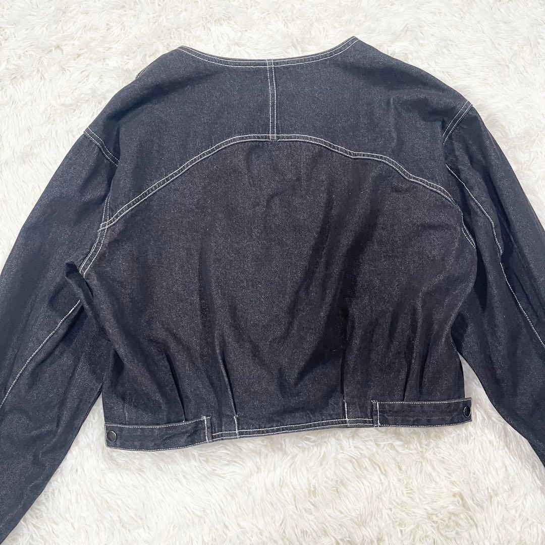 762 【美品】カプリシュレマージュ ノーカラー デニム ジャケット