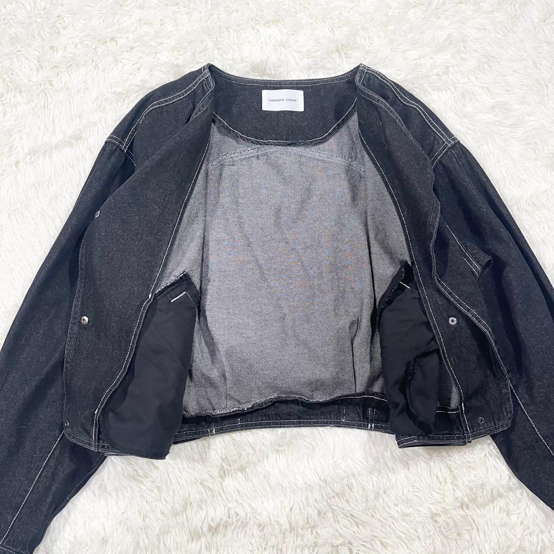 762 【美品】カプリシュレマージュ ノーカラー デニム ジャケット