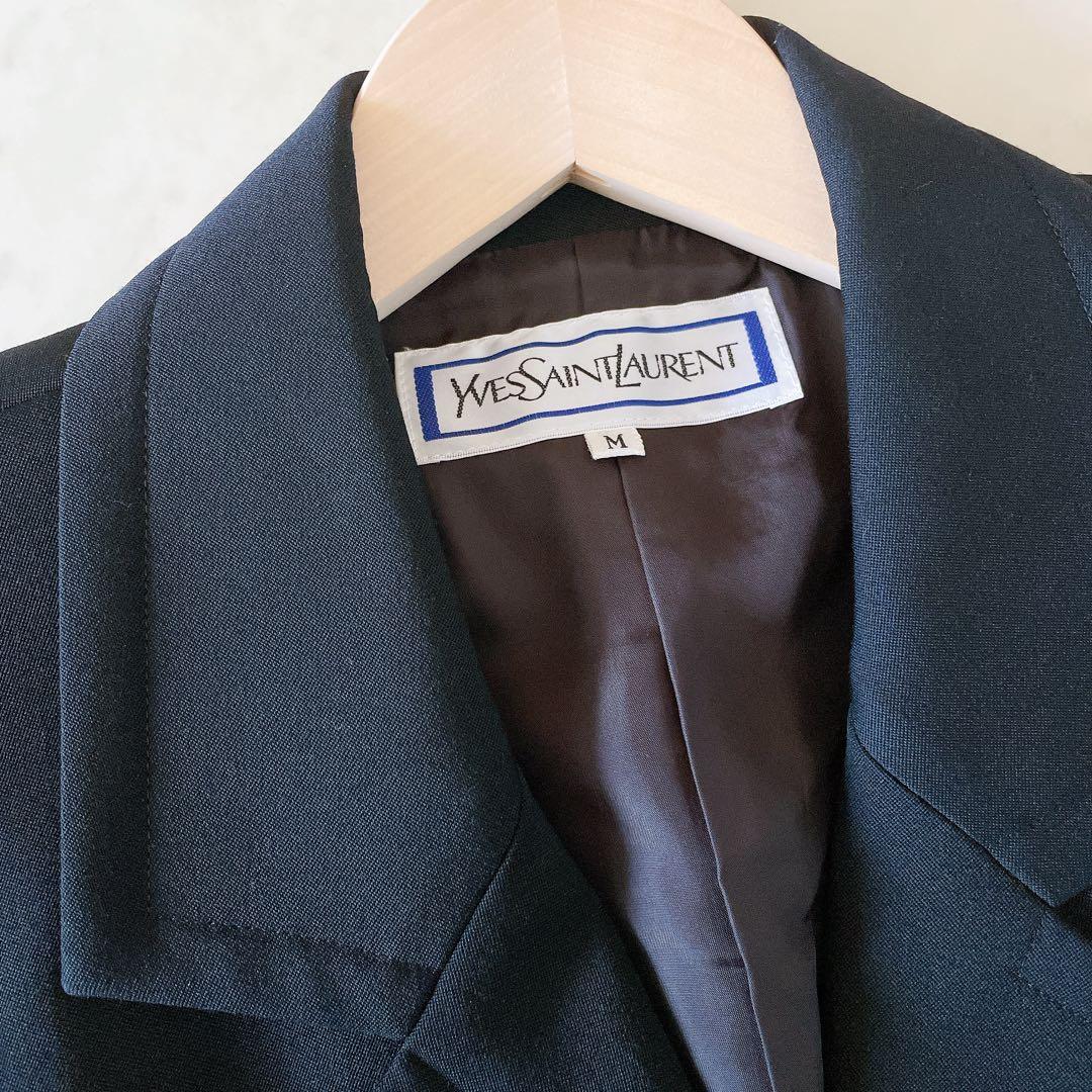 イヴサンローラン ヴィンテージ 黒 金ボタン テーラードジャケット M