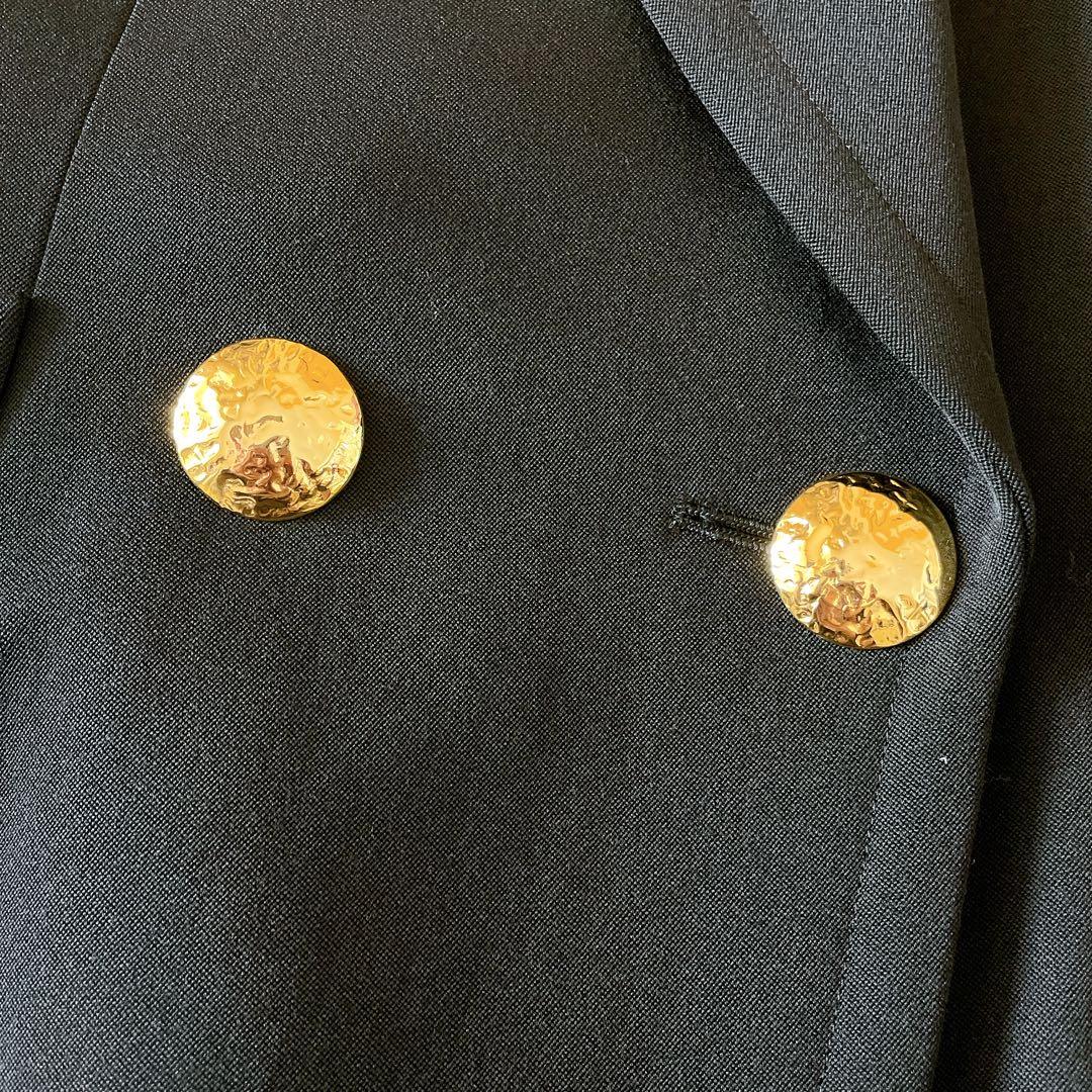 イヴサンローラン ヴィンテージ 黒 金ボタン テーラードジャケット M