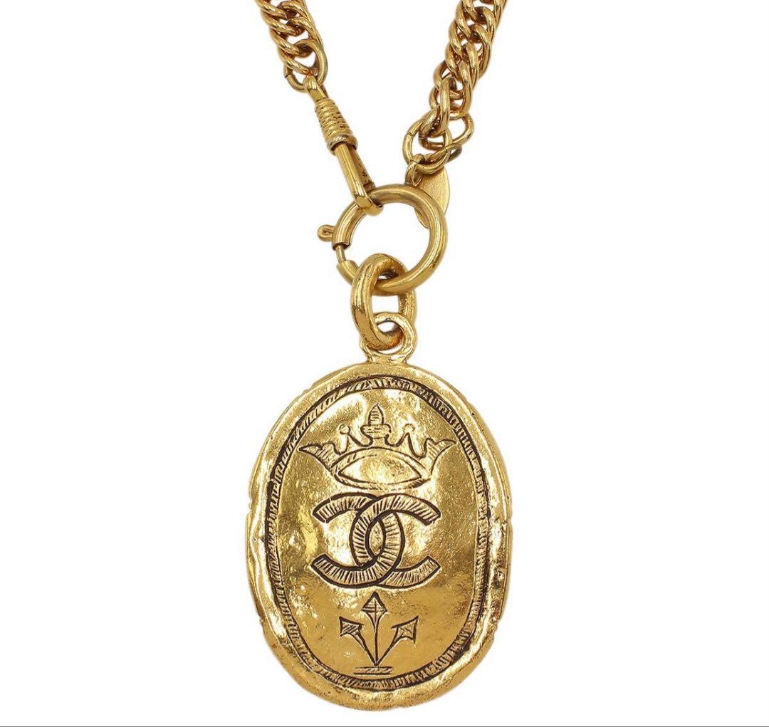 S2201 美品 シャネル ココマーク オーバル ロングチェーン ネックレス