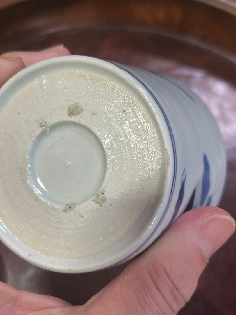 古伊万里　染付　珍品　梅花　兜文　兜梅枝文　蕎麦猪口　江戸後期　岩波