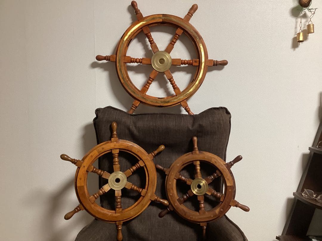 木製舵輪デザイン 3個セット