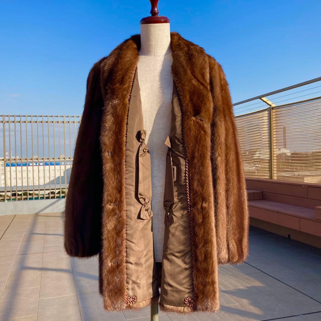 なめし◎美品✨サガミンク ミンクファー 毛皮 デミバフミンク 総丈85 Lサイズ