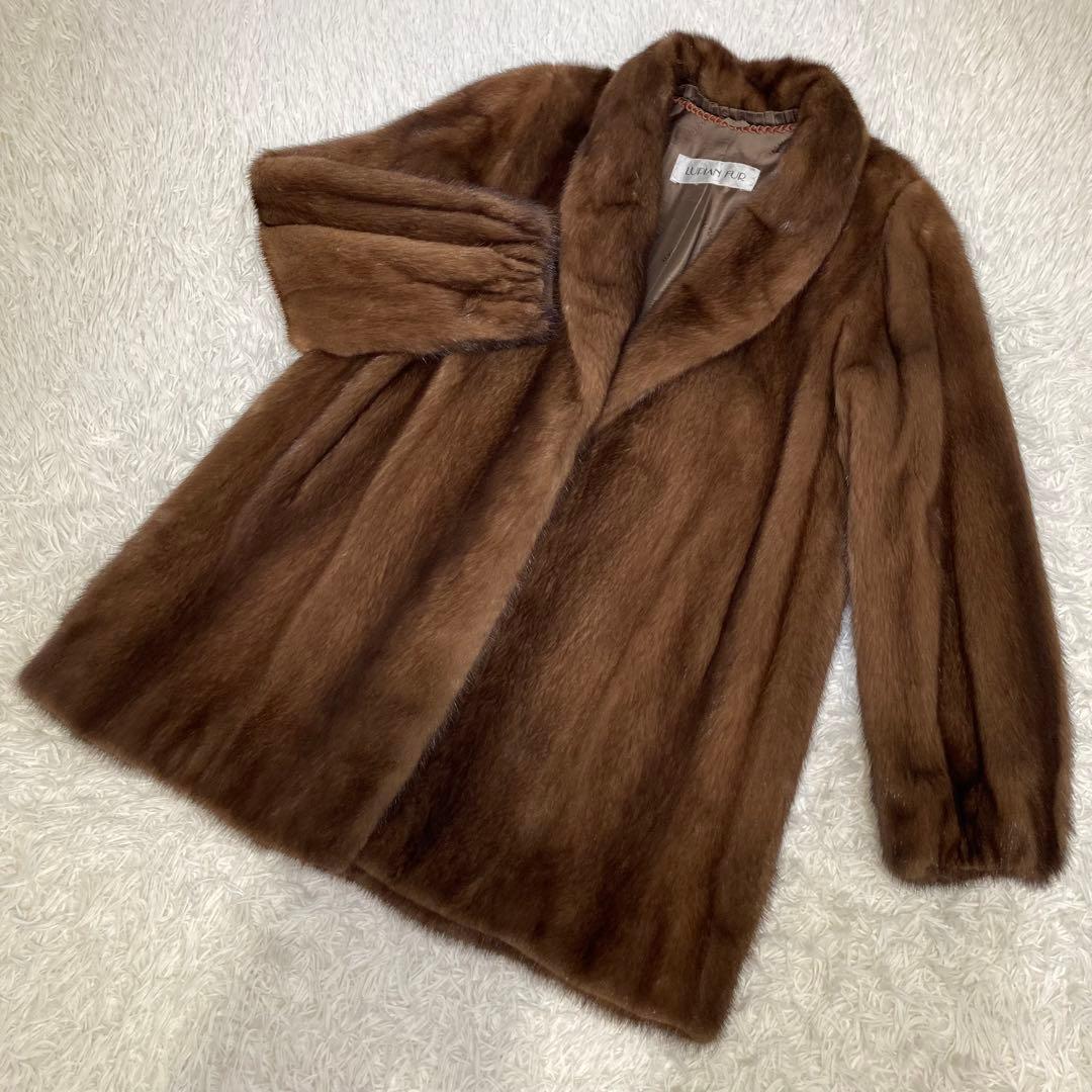 なめし◎美品✨サガミンク ミンクファー 毛皮 デミバフミンク 総丈85 Lサイズ