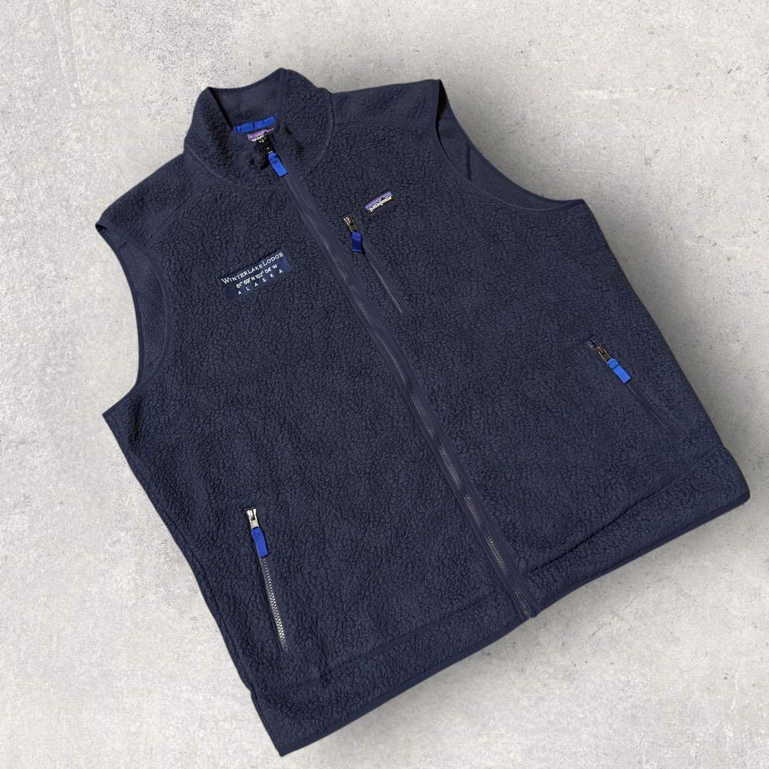 【パタゴニア】ボアフリースベスト　3XL ネイビー　ビックサイズ　21年製