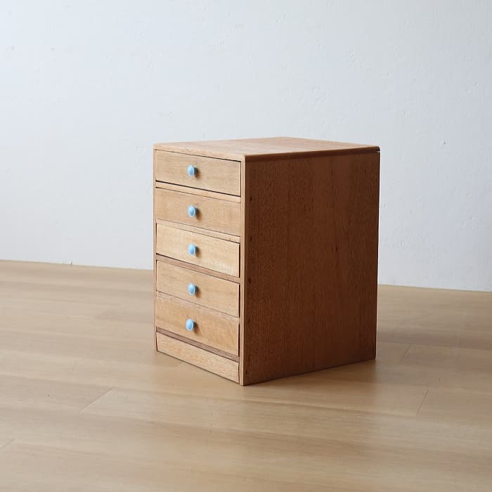 アンティーク 整理箱 タンス 古家具 ラワン 引き出し5杯 無塗装