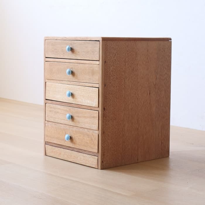 アンティーク 整理箱 タンス 古家具 ラワン 引き出し5杯 無塗装