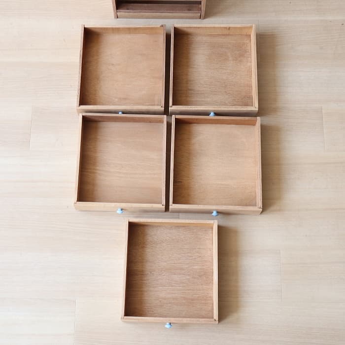 アンティーク 整理箱 タンス 古家具 ラワン 引き出し5杯 無塗装