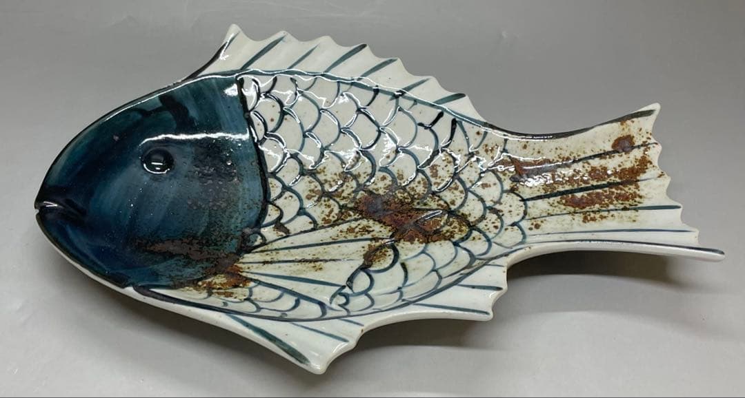 大明萬暦年製　明時代　景徳鎮　染付　魚皿　5客　Y3199