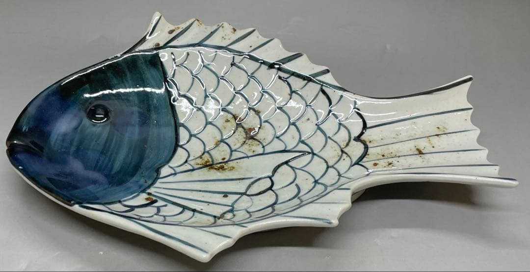大明萬暦年製　明時代　景徳鎮　染付　魚皿　5客　Y3199