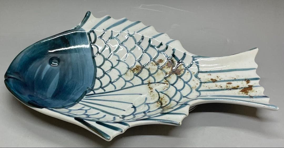 大明萬暦年製　明時代　景徳鎮　染付　魚皿　5客　Y3199