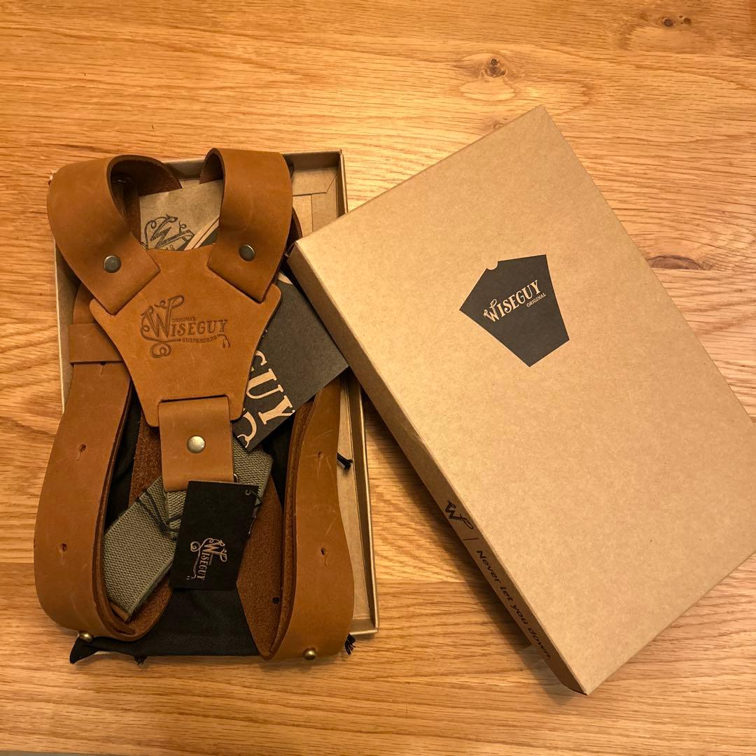 WISEGUY レザーサスペンダー ブラウン