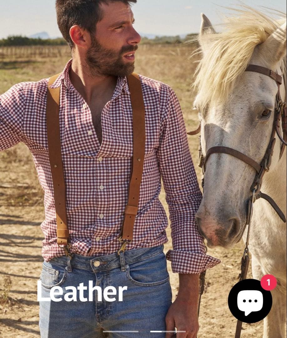 WISEGUY レザーサスペンダー ブラウン