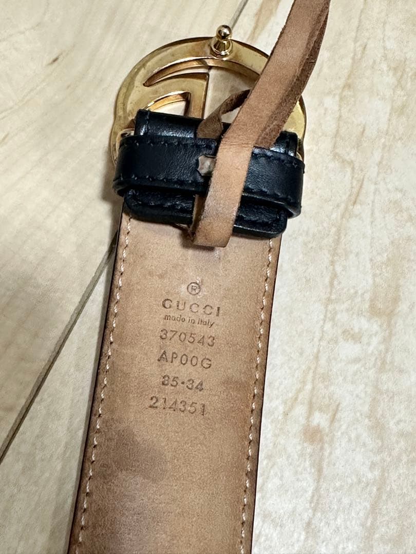 GUCCI ゴールドバックル レザーベルト イタリア製
