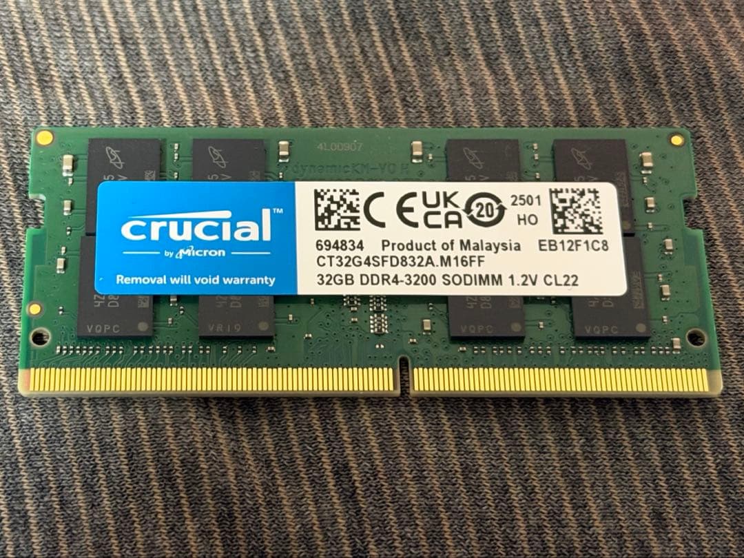 メモリー crucial DDR4-3200 SODIMM 32GB
