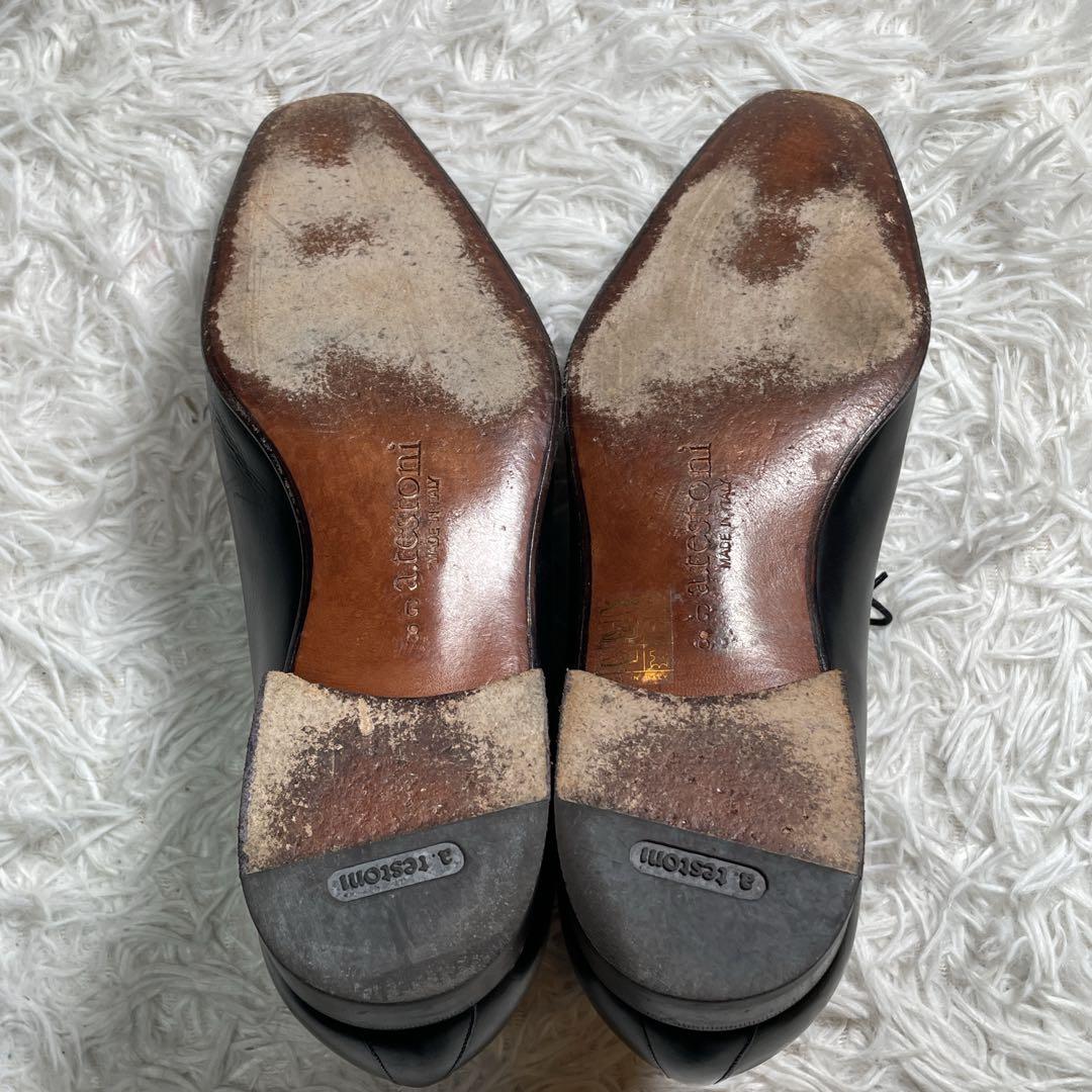 アテストーニ　内羽根　ドレスシューズ　レザー　ホールカット　ブラック　黒　26