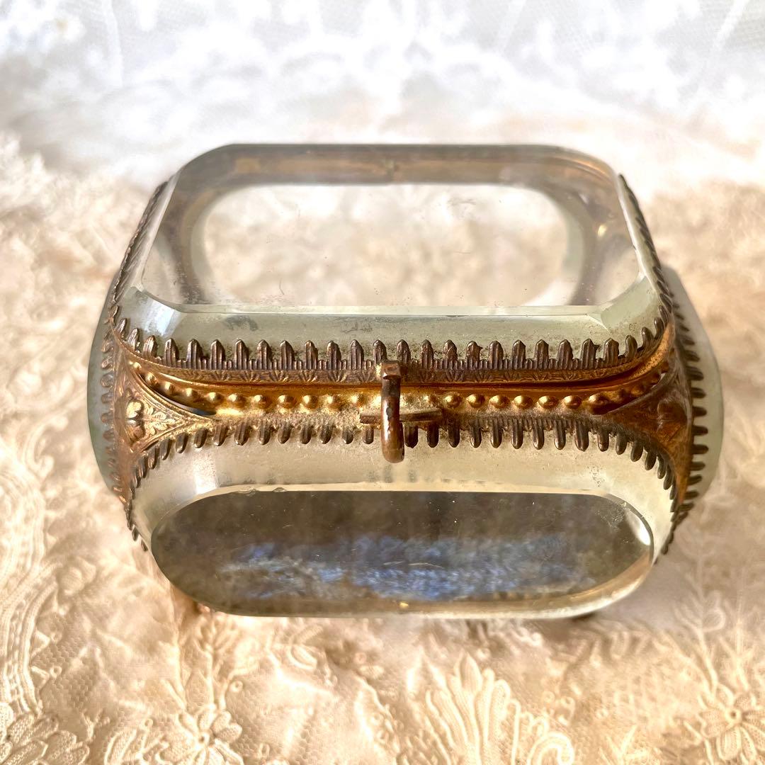 ベベルガラスジュエリーボックス　アクセサリーケース　フランスアンティーク