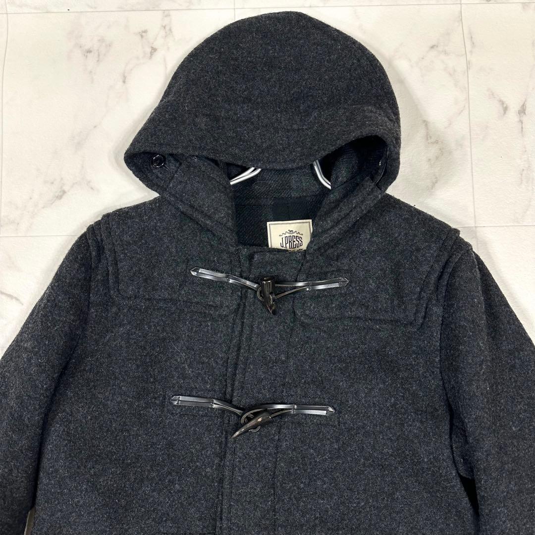 【美品】J.PRESS ジェイプレス ダッフルコート ウール混 ダークグレー L