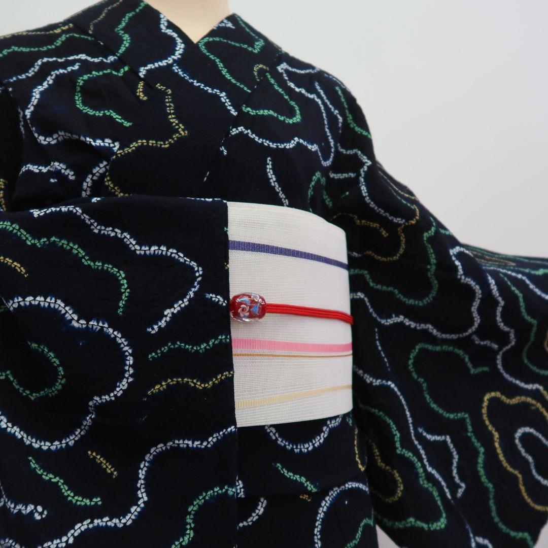 撫子✾m1786＊美品 有松鳴海絞り 綿 手縫い仕立て Sサイズ 高級浴衣