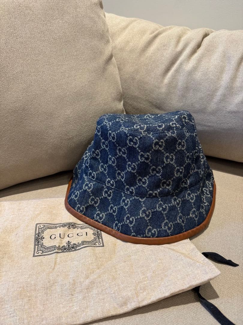 【4/14迄】GUCCI GGパターン デニム　帽子　ハット 59cm